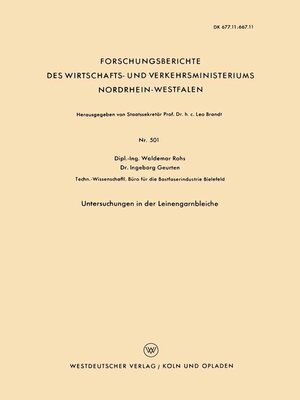 cover image of Untersuchungen in der Leinengarnbleiche